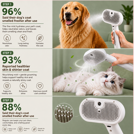 Velorax Pets™ 3-in-1 Steam Grooming Brush for Dogs & Cats